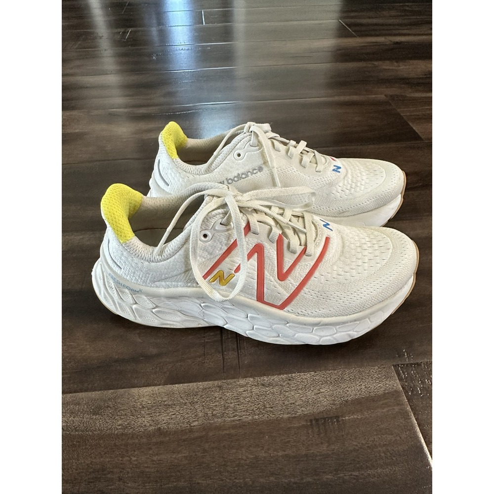 New Balance Fresh Foam X More v4 White Red Yellow Running Shoes WMORCS4 Womens 8